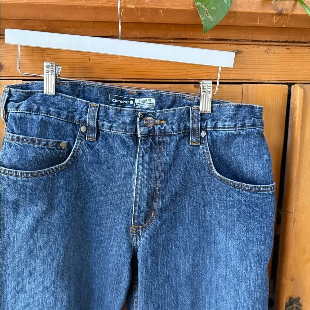 Carhartt Men's Blue Jeans RELAXED STRAIGHT JEAN cotton